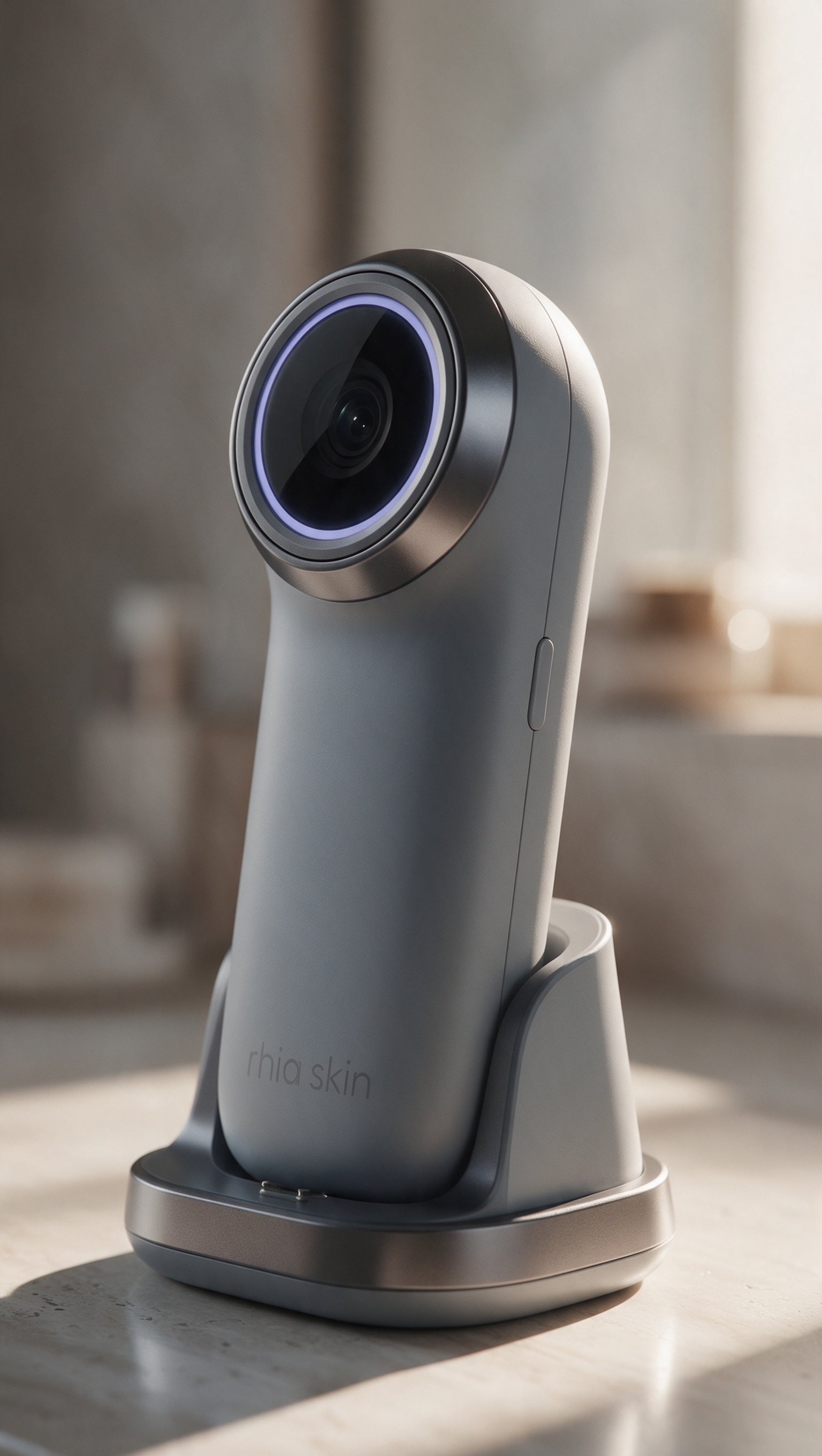 Rhia Skin scanner standing in its charging base